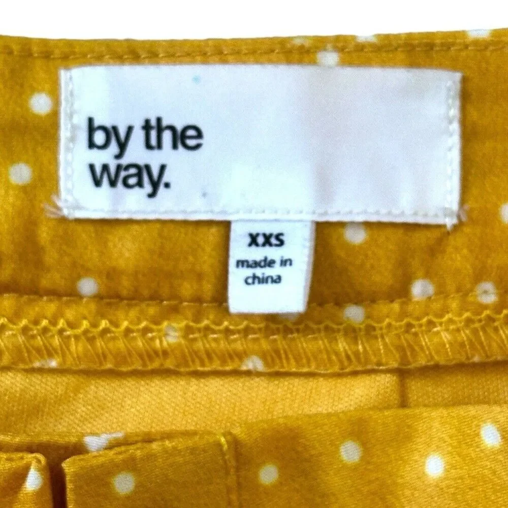 Revolve By The Way Esme Polka Dot Yellow Ruffle Mini Skirt XXS Lace Up Front